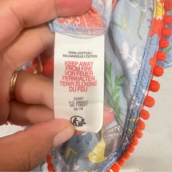 Mini Boden Romper Size 9-10Y  Blue Sleeveless Garden Print Mouse Bunny Flower - Picture 6 of 7